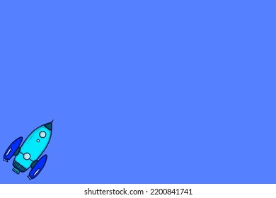 Blue Background wallpaper with rocket Illustration hand drawn cartoon vector