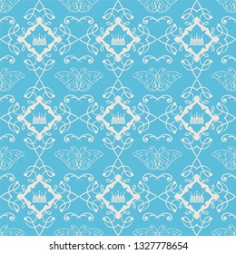 Blue background wallpaper in vintage style, vector image