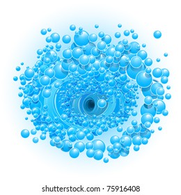 Blue background with water funnel