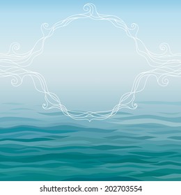Blue background water openwork vignette with a place for the text