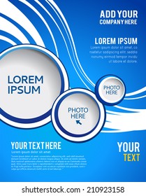 Blue background with wave - brochure design of flyer