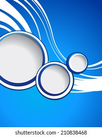 Blue background with wave and cyrcles