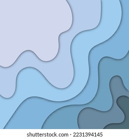 Diseño artístico de fondo azul en papel de olas. Ilustración vectorial de corte de papel. Eps10