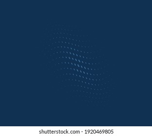 Blue background with wavy dotted lines. Monochrome backdrop to create backgrounds, templates, posters in a modern minimalist style.Abstract panel. Vector illustration