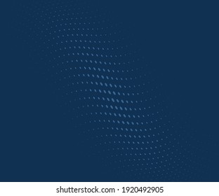 Blue background with wavy dotted lines. Monochrome backdrop to create backgrounds, templates, posters in a modern minimalist style.Abstract panel. Vector illustration