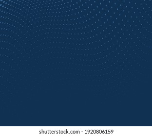 Blue background with wavy dotted lines. Monochrome backdrop to create backgrounds, templates, posters in a modern minimalist style.Abstract panel. Vector illustration