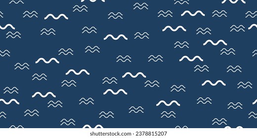 Fondo azul con palos dobles ondulados. Para superficies impresas y sin soldadura, embalaje, textiles, cuadernos, tazas, almohadas.