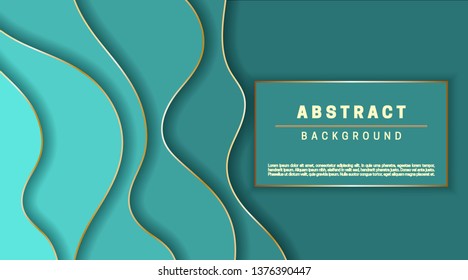 Blue background with wavy lines. Abstract Geometric 3D shape