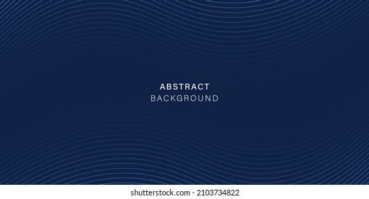 Blue Background with Wavy Thin Lines. Futuristic Technology Elegant Navy Blue Background. Blue Backdrop with Curved wavy lines. Dynamic Navy Blue Banner. Abstract Modern Design. Vector Illustration.