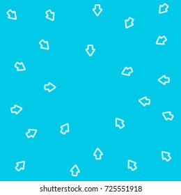 Blue background with white arrows pointing at the center