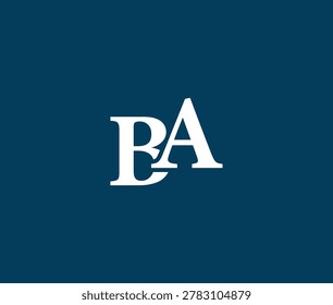 Blue background with white BA lettering in elegant font