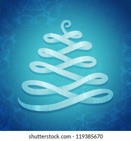 Blue background with white Christmas tree