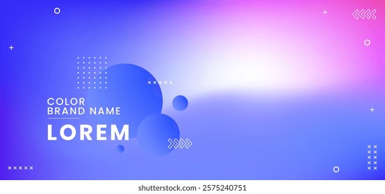 A blue background with a white circle with the word color brand name lorem