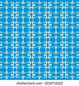 blue background with white curl abstract shape pattern