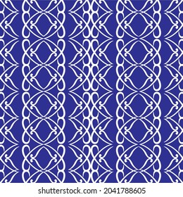 blue background with white curl line abstract pattern for fabric