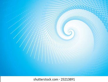 Blue background with a white and blue curls