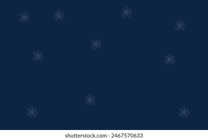 blue background with white flowers made from lines