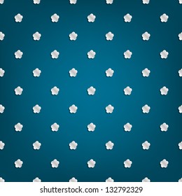 Blue background with white flowers small volume
