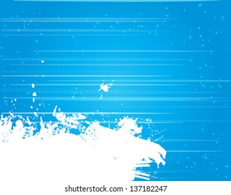 Blue background with a white grunge splash on it for your design. Vector illustration.