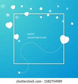 Blue background with white hearts for valentine's day. - Vector.