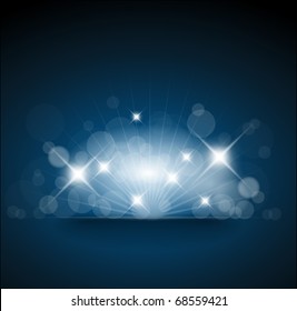 Blue background with white lights and place for your text