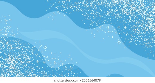 Blue background with white lines and shapes, flat design style, modern wavy blue.