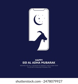 a blue background with a white mobile and goat,