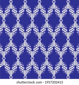 blue background with white repeated abstract pattern