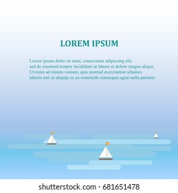 Blue background with white sailors below, Lorem ipsum. Flat design stock vector illustration