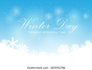 Blue background with white snow