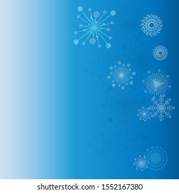 Blue background with white snowflakes