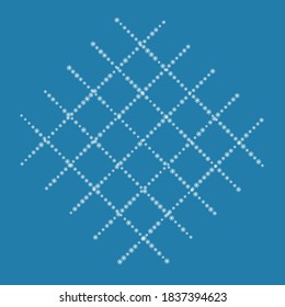 Fondo azul con copos de nieve blancos. Afiche, post, cartel, plantilla, nieve, autobús. Ilustración vectorial.