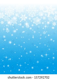blue background with white snowflakes, vector illustration