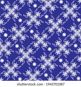 blue background with white star and curl pattern
