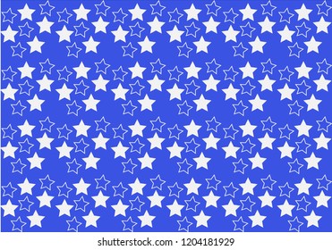 Blue background with white stars.