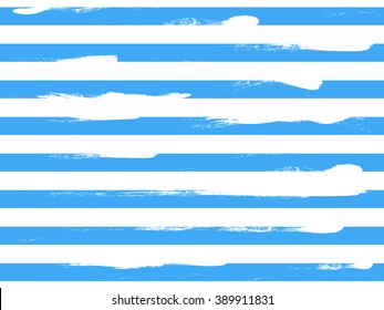 Blue background with white stripes made with brush.Dry Brush Strokes.