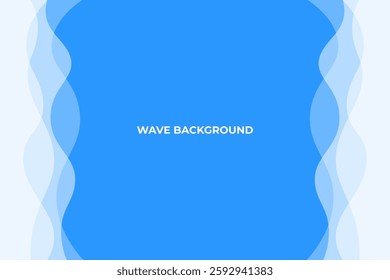 blue background with white transparent waves on right and left side for presentation