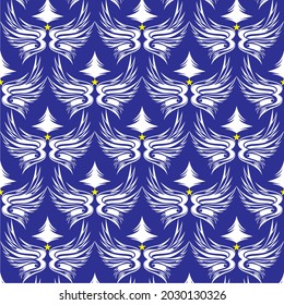 fondo azul con forma abstracta de ala blanca y estrella para tela, cubierta, cerámica, etc.