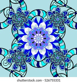Blue background. Winter. Mandalas. Stripe. vector illustration texture.
