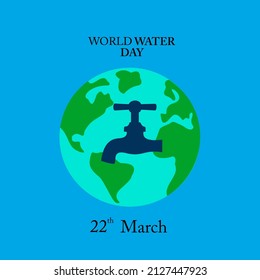 in blue background, world water day, vector, gretting card