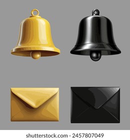 blue background yellow and black letters yellow and black bell Notification message vector illustration