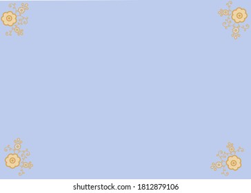 Blue background with yellow flower decorating in the four corners for background concept 