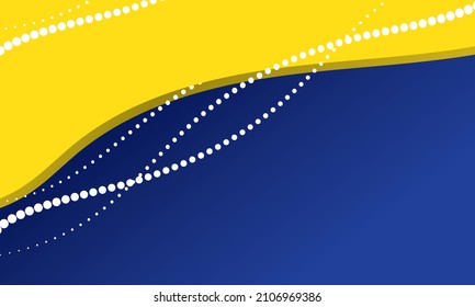 Fondo azul con formas suaves amarillas y líneas blancas de puntos. Ilustración vectorial.