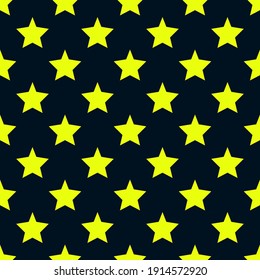 Blue background and yellow stars. Vector stars pattern.
