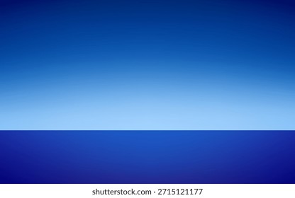 Fondo azul, estudio azul moderno con el piso del podio con la luz en el fondo de la pared, maqueta mínima de la exhibición para la venta de la presentación del Producto, temporada de vacaciones