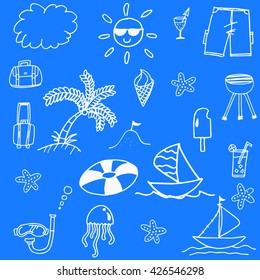Blue backgrounds beach doodle stock vector art