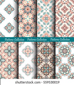 Blue Backgrounds Floral Patterns Set