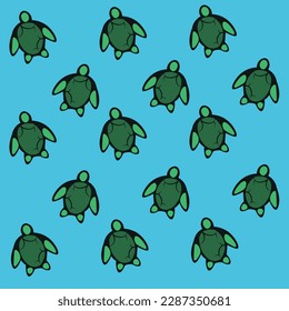 

blue backgrounds of green sea turtles