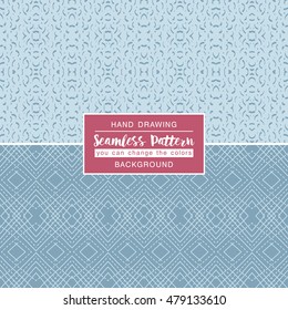 Blue backgrounds with seamless patterns. Ideal for printing onto fabric and paper or scrap booking. Vector illustration