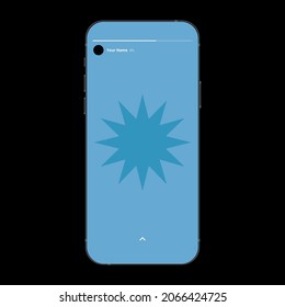 Blue backgrounds for social media. Phone with blue star. Simple background. Geometric template. Vector illustration